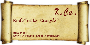 Kránitz Csegő névjegykártya